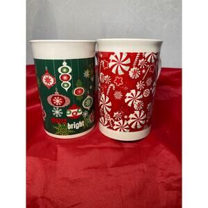 Royal Norfolk Peppermint Candy Christmas Ornament Merry Bright 2 Mugs